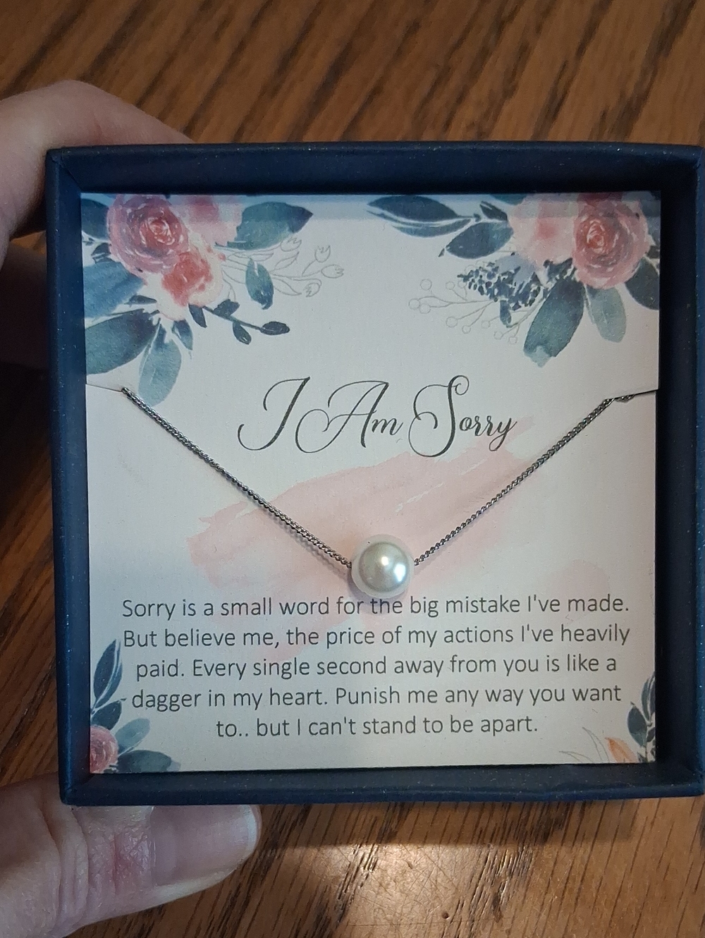 Pearl Pendant Necklace - Silver Pearl Necklace - I Am Sorry Gift